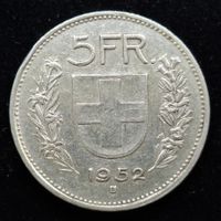 5Fr. 1952 vorz Silber 835/1000