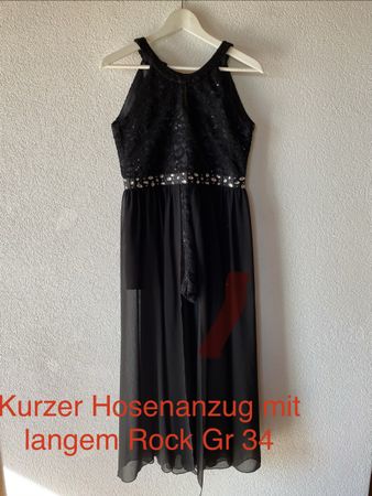 Hosenanzug schwarz mit langem Überrock Grösse 34