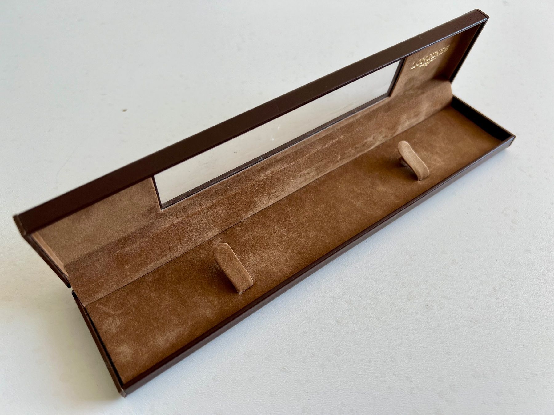 Longines Orologi: LONGINES vintage long brown simili leather box, large window – Usato da Mont-sur-Lausanne venduto da vmi_ym5l 1