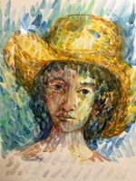 Studie zu Der gelbe Hut  – Max Brunner – Aquarell