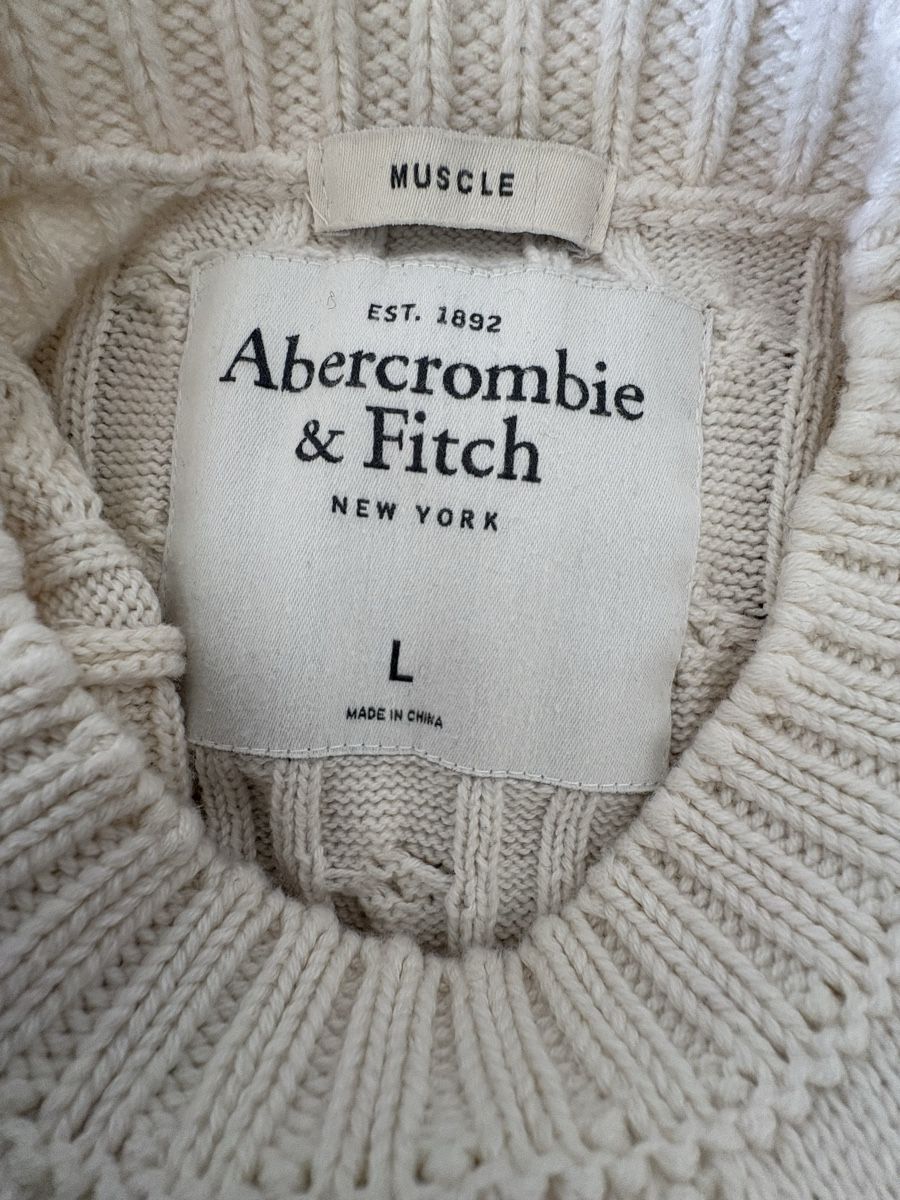 Abercrombie Pullover & Sweatshirts: Abercrombie & Fitch Pullover Creme L Kabelstrick Elch Logo – Gebraucht aus Obbürgen von cla_x9h6 3