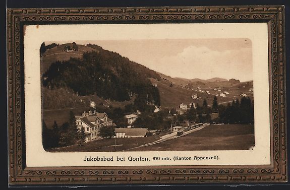 Cartoline postali: Gonten /Appenzell, Jakobsbad mit Bahn, P – Usato da Berlin venduto da bartko-reher