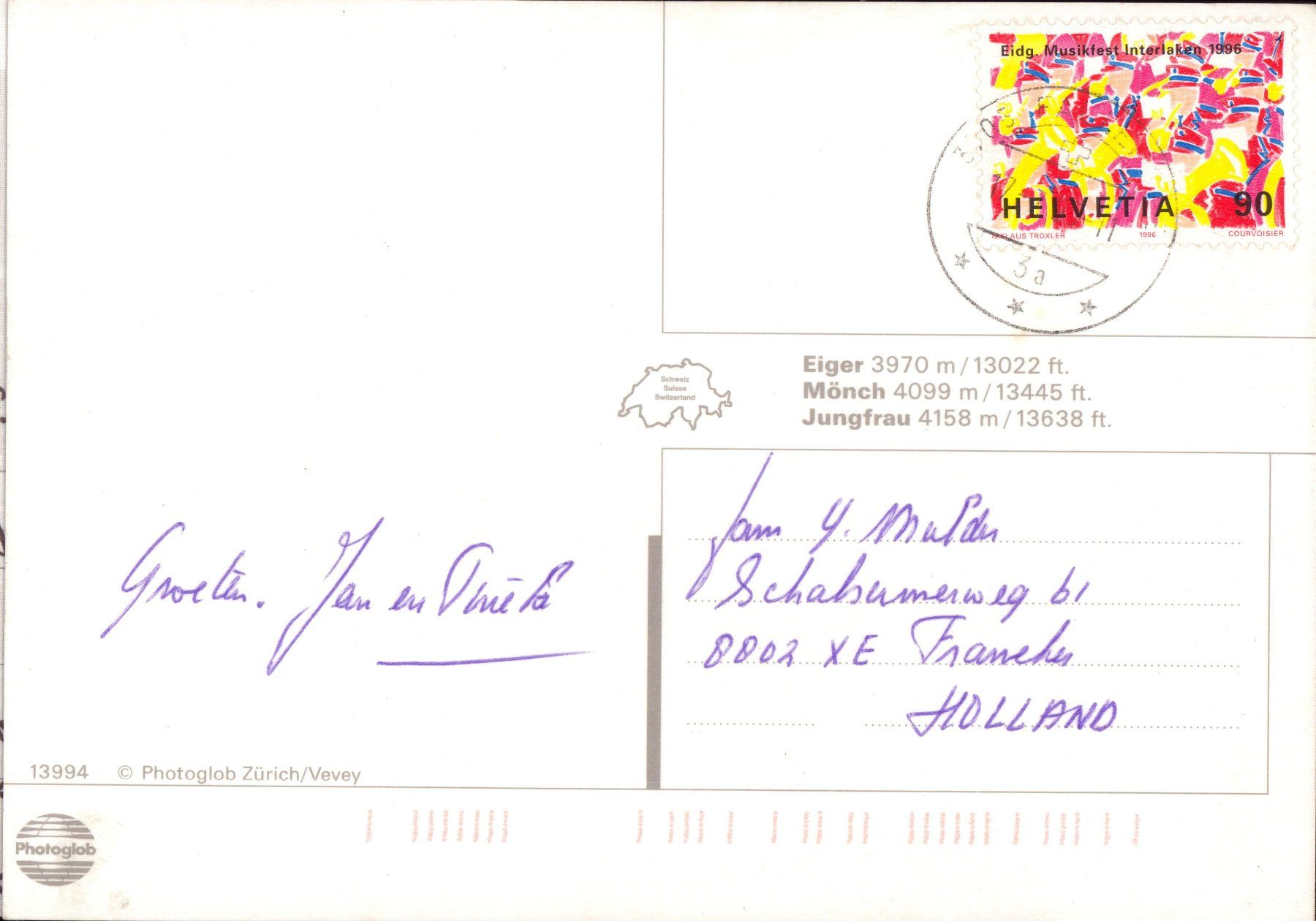 Cartes postales: AK Eiger - Mönch - Jungfrau – D'occasion à Eggersriet par stamp303 1