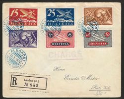 1924 : R- Flugpost Brief Laufen - Zürich, KP 350.--