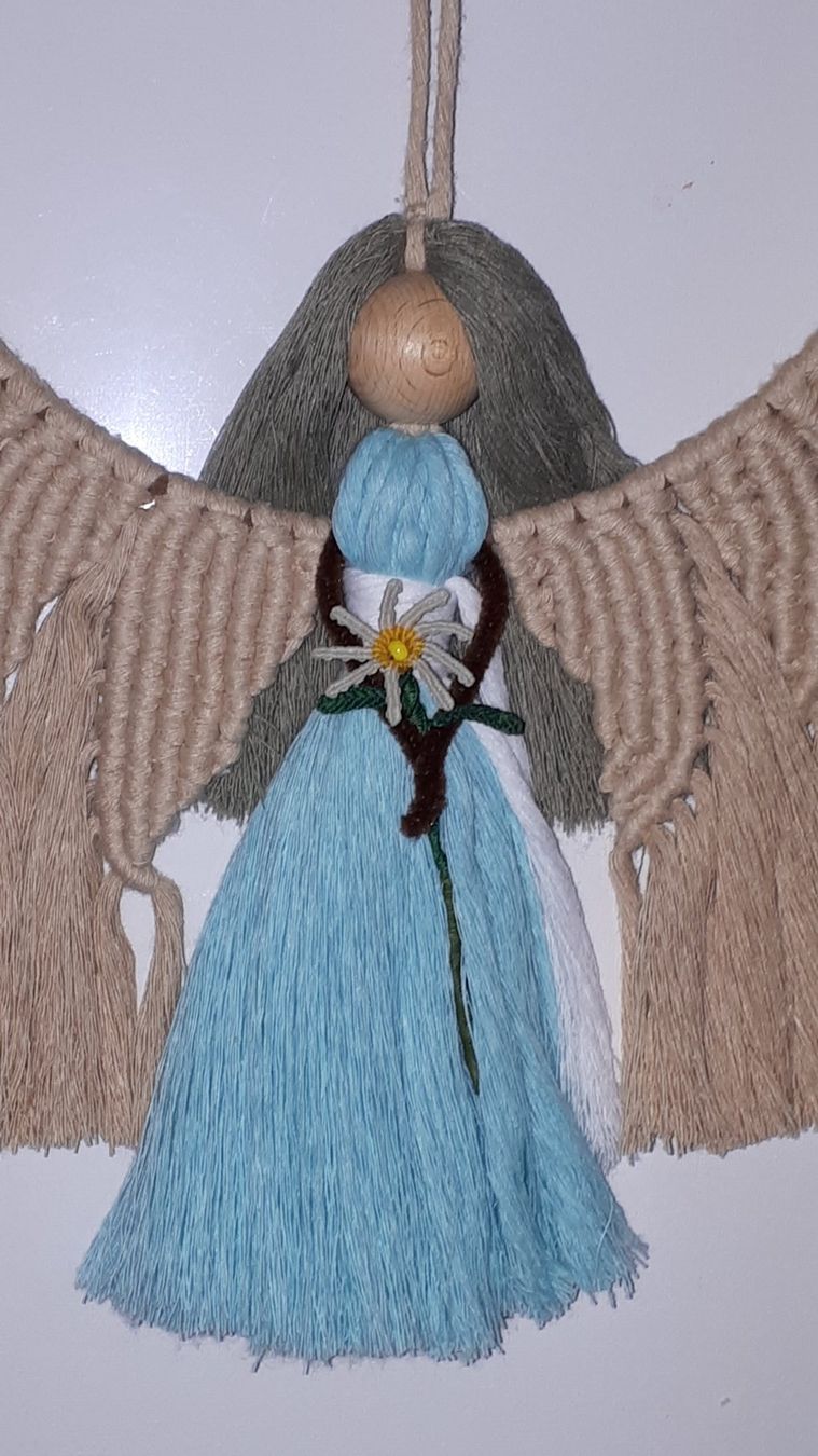 Tutte le decorazioni: Makramee-Wandbehang Engel mit Lichterkette – Nuovo (secondo la descrizione) da Plagne venduto da Reticulum01 2