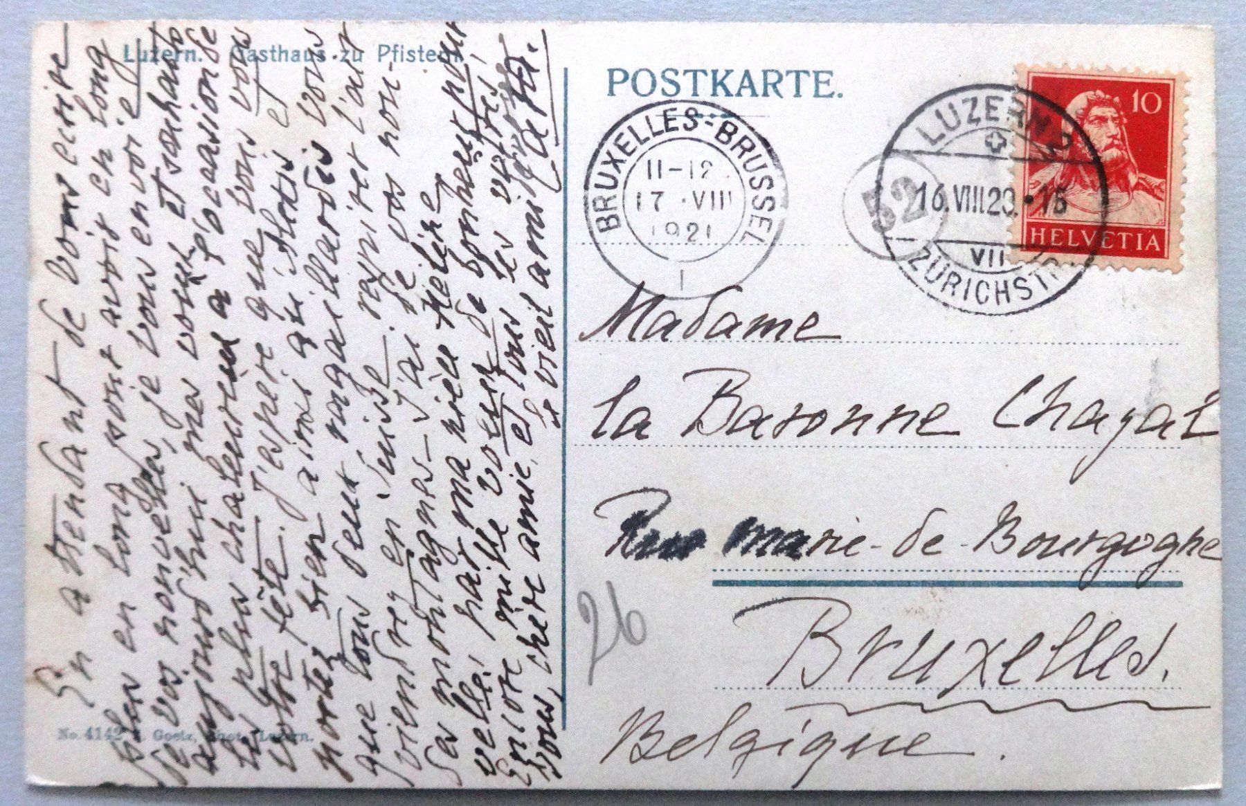 Cartoline postali: Luzern, Gasthaus zu Pfistern – Usato da Fétigny venduto da Billy2miny 1