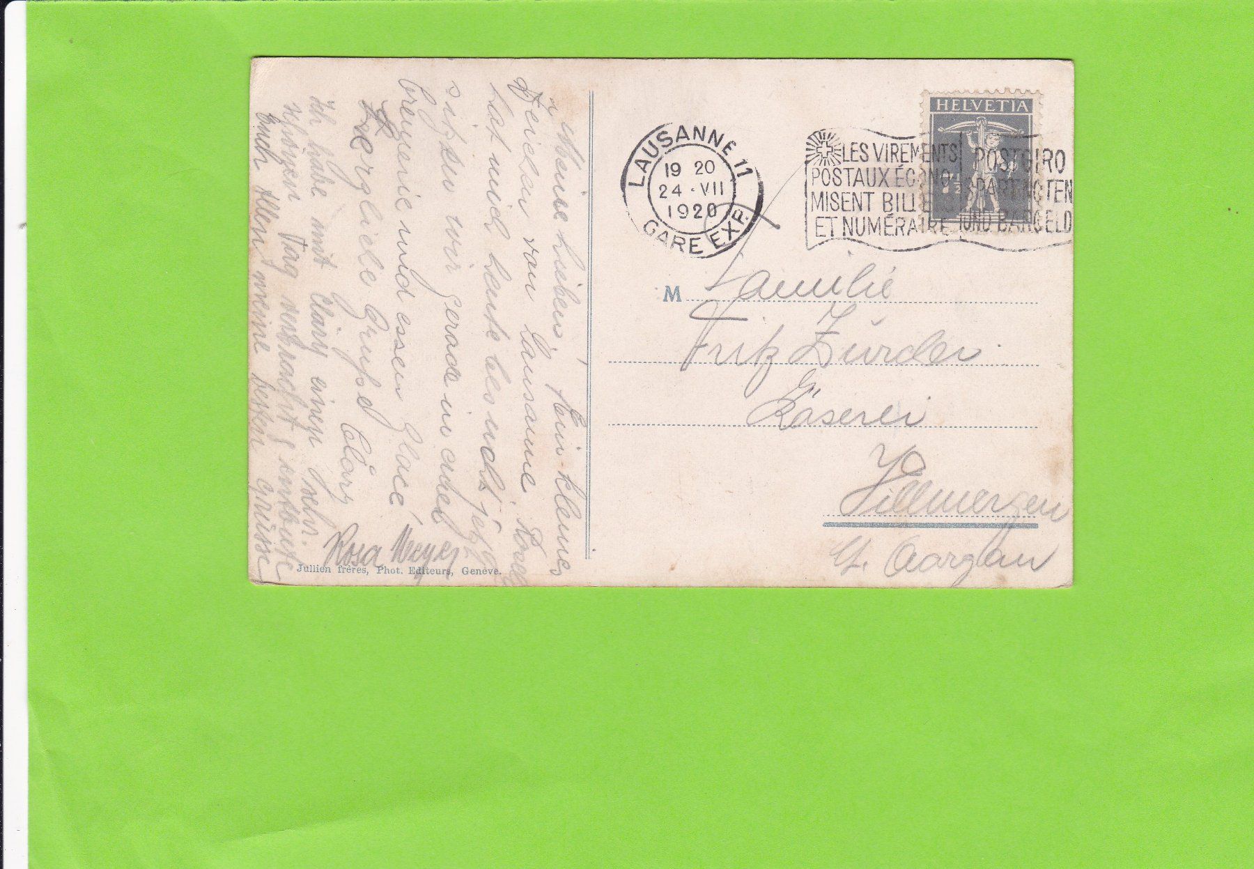 Ansichtskarten: Lausanne--1920 – Gebraucht aus St. Peterzell von neckertal 1