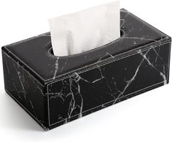 Kosmetiktücherbox Tücher Box aus Leder (Black Marble)