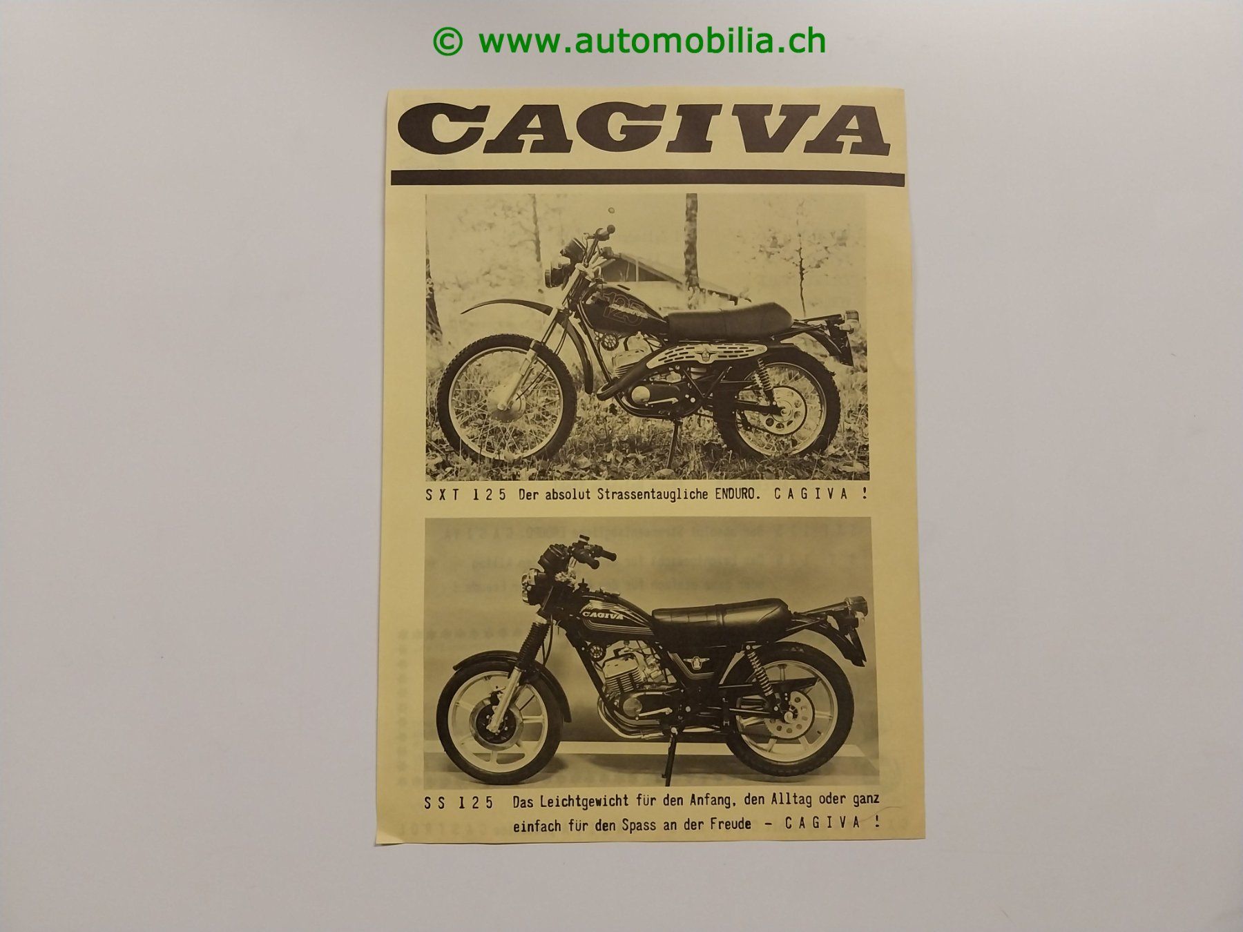 Documenti: Cagiva SXT/SS 125 Prospekt deutsch – Usato da Weingarten-Kalth venduto da Bettelbruenneli