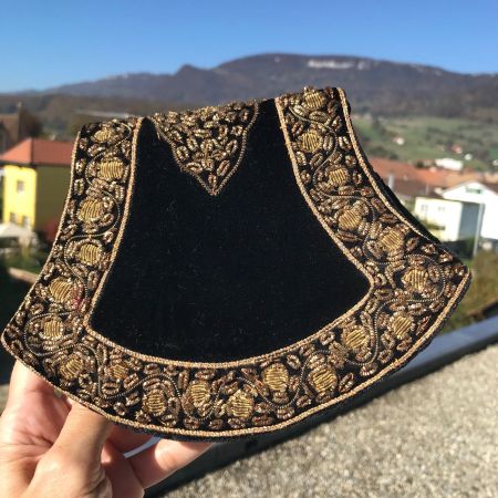 VintageTasche mit echtem Goldfaden (Indien) GoldworkStickere