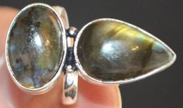 Ring L-3791 – Labradorit Doppelstein Ring – verstellbar