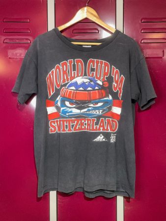 VINTAGE 1991 WORLD CUP '94 USA SWITZERLAND TEAM T-SHIRT SZ:L