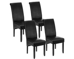 4er Set Esszimmerstühle schwarz mit Kunstlederbezug