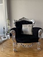 Barockstil Sessel von Kare Design, Silber und Schwarz