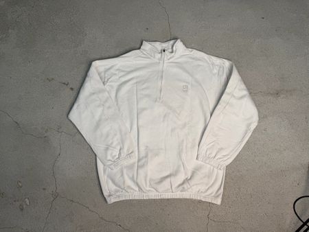 Nike Vintage Half Zip Sweatshirt Weiss Minimal Logo Gr. XL