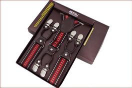 Hosenträger Y-Form mit 6 Clips rot / br