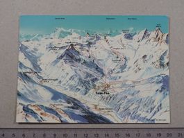 Saas-Tal, Saas-Fee, Saas-Grund, Vogelschaukarte, 1983, Ski