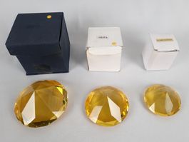 3 Glas in Diamantenschliff gelb