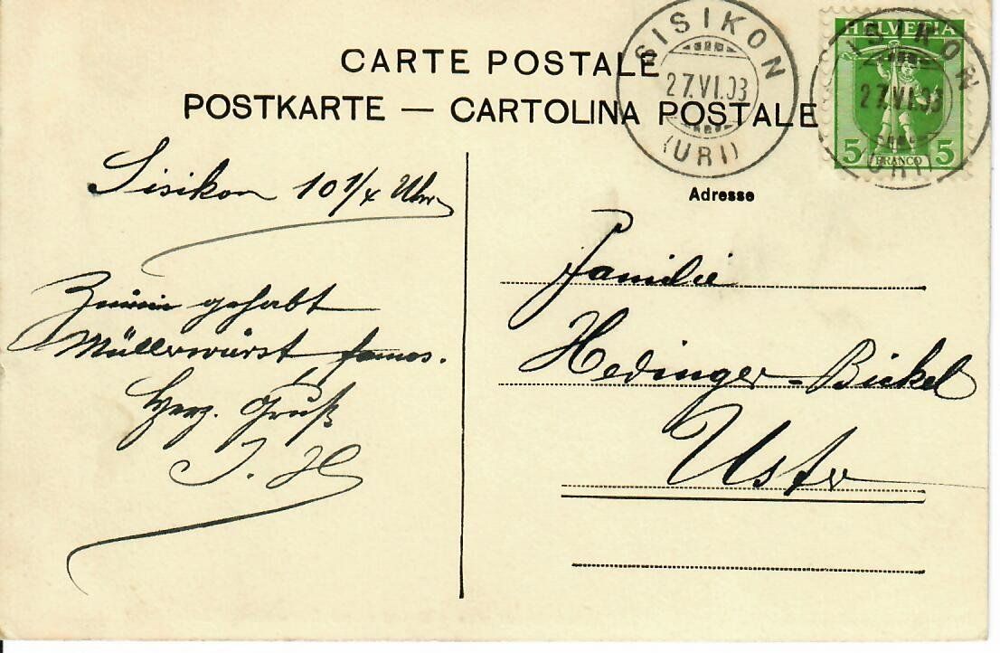 Ansichtskarten: Sisikon  1903 – Gebraucht aus Hochdorf von Ziegel-16 1