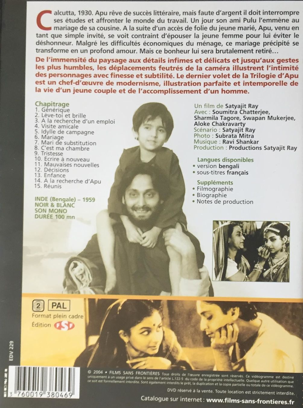 Tutti i DVDs: Satyajit Ray La Trilogie d'Apu Coff 3DVD – Nuovo (secondo la descrizione) da Genève venduto da Cockattoo 8