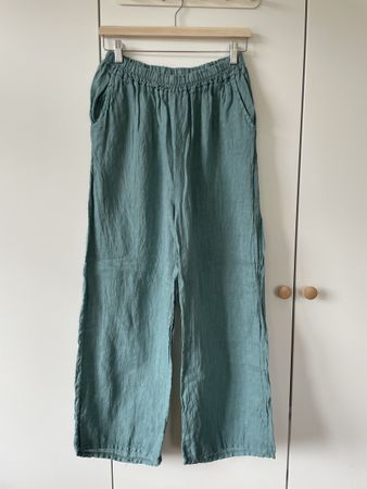 Luftige Leinenhose Weites Bein Salbeigrün/Mint ca Gr. M