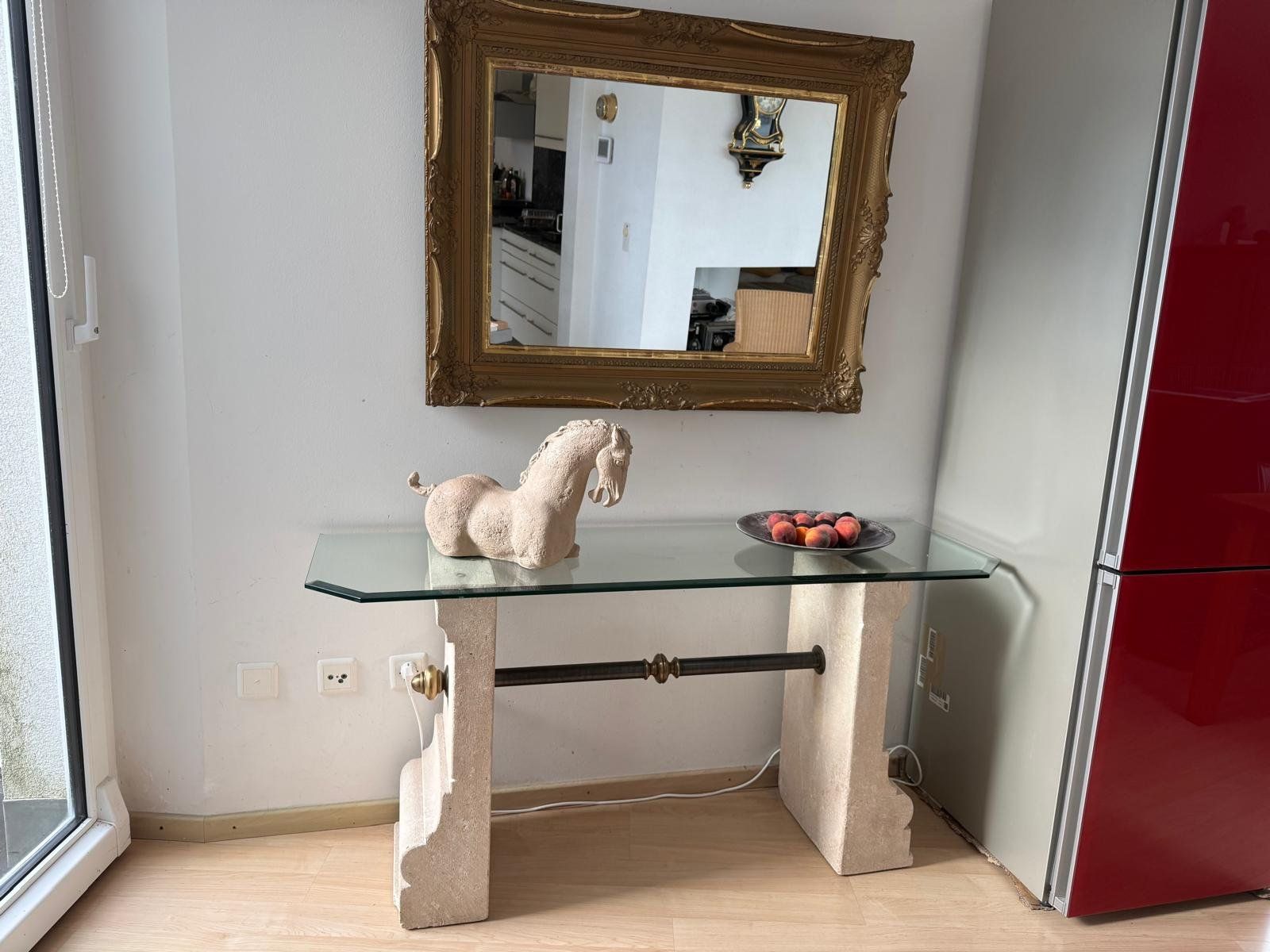 Regale: Sideboard / Sandstein-Konsole mit Glas – Gebraucht aus Horgen von pinod1