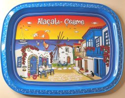 Dekoratives Vintage Serviertablett - Alacati Cesme Motiv