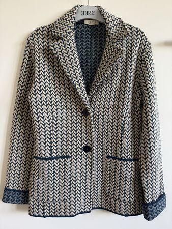 Veste 100% laine mérinos SIYU, t38, crème pétrole