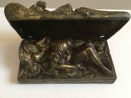 🟡 antik Bronze Schachtel mit erotischem Innenleben EROTIK