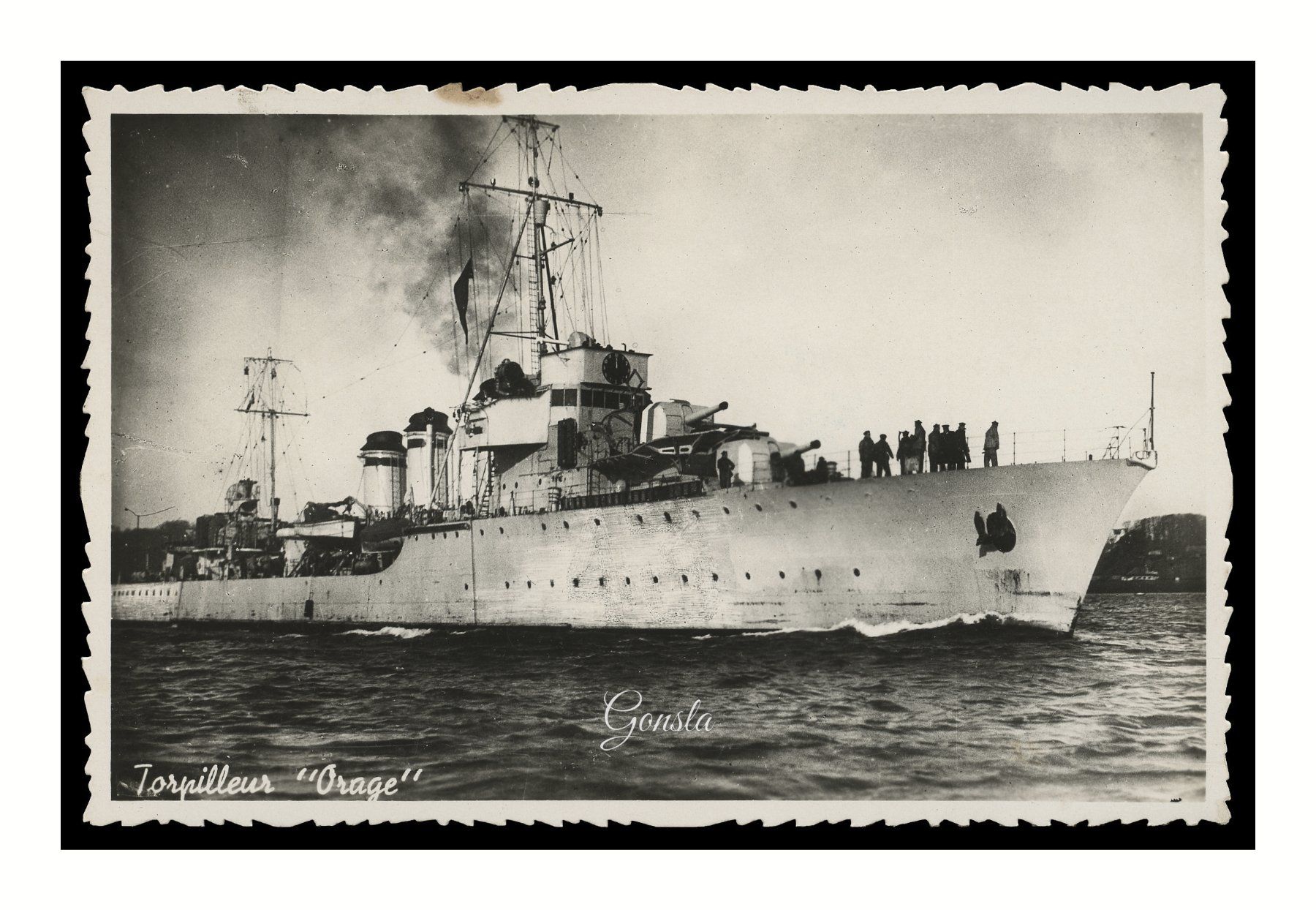 Cartoline postali: TORPILLEUR - 1940 "Orage" Navire de Guerre – Usato da Onex venduto da Lagorel01