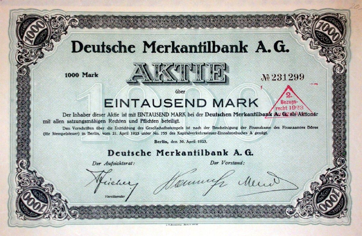 Dokumente: Deutsche Merkantilbank, Berlin - 1923 – Gebraucht aus Solothurn von Sgasche
