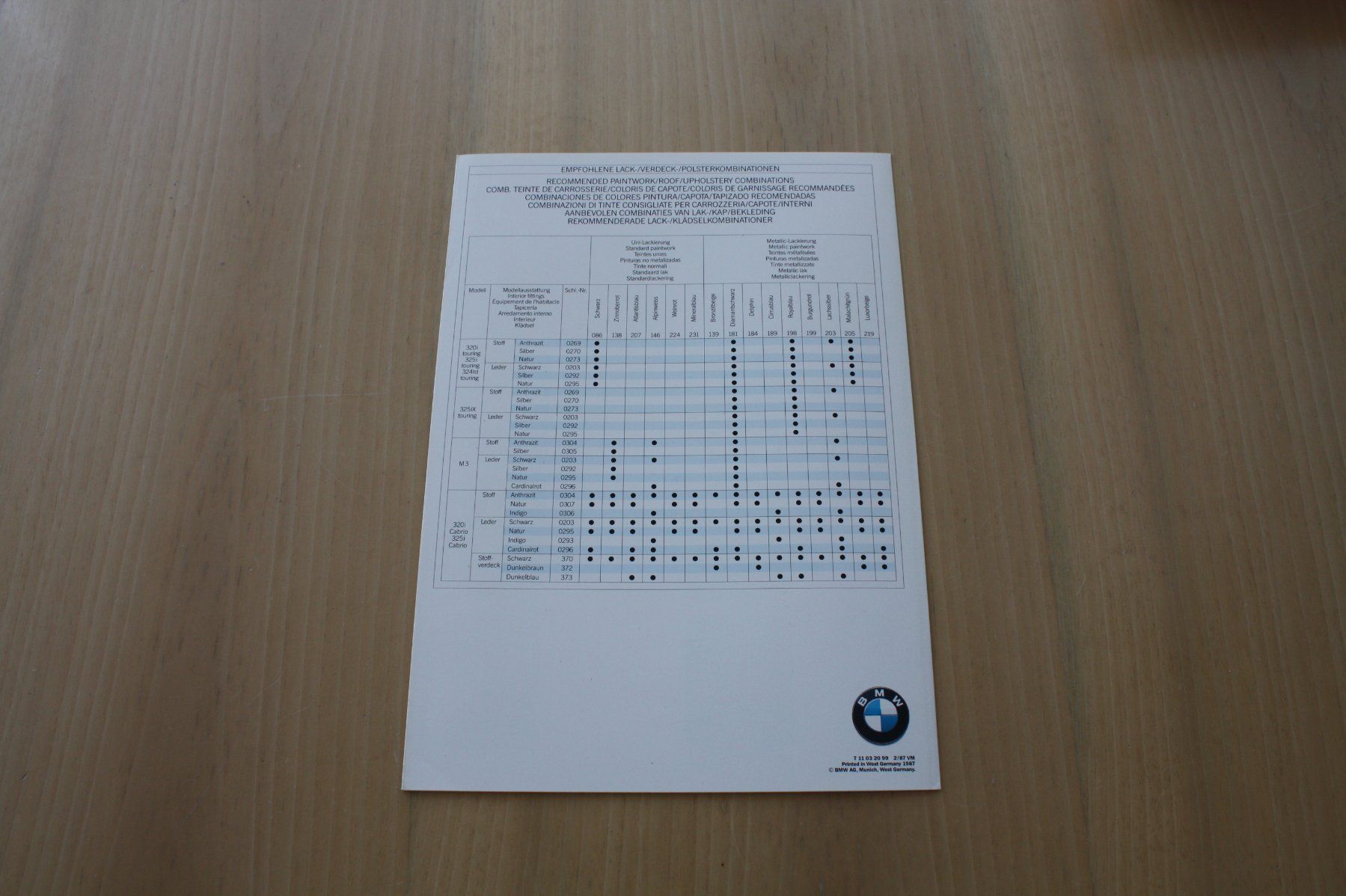 BMW Documenti: BMW 3er E30 Farben/Polster Prospekt 1988 – Usato da Wikon venduto da erwin400 4