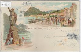 Souvenir de Lugano - sur le Quai - Litho 1898