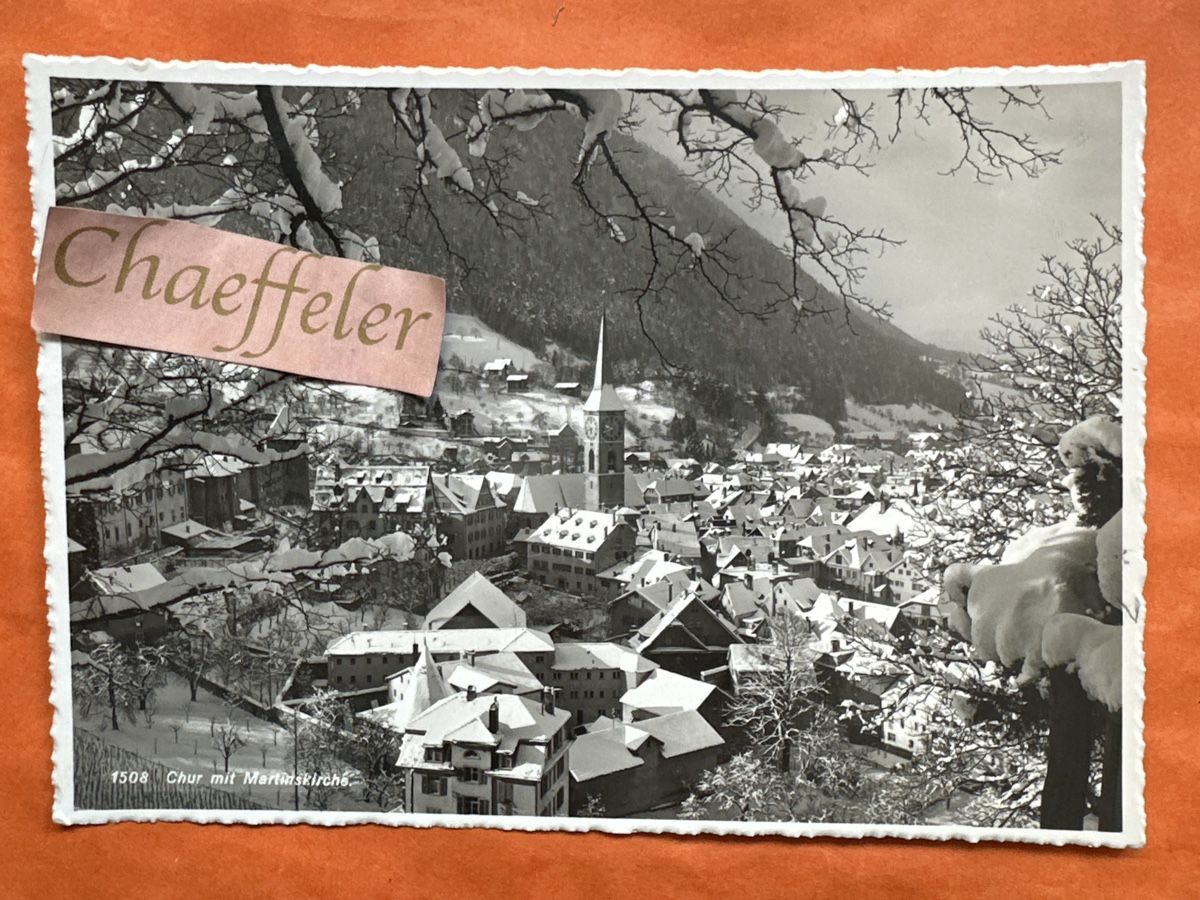 Cartoline postali: 1948 Chur mit verschneiter Martinskirche! – Usato da Zürich venduto da Chaeffeler