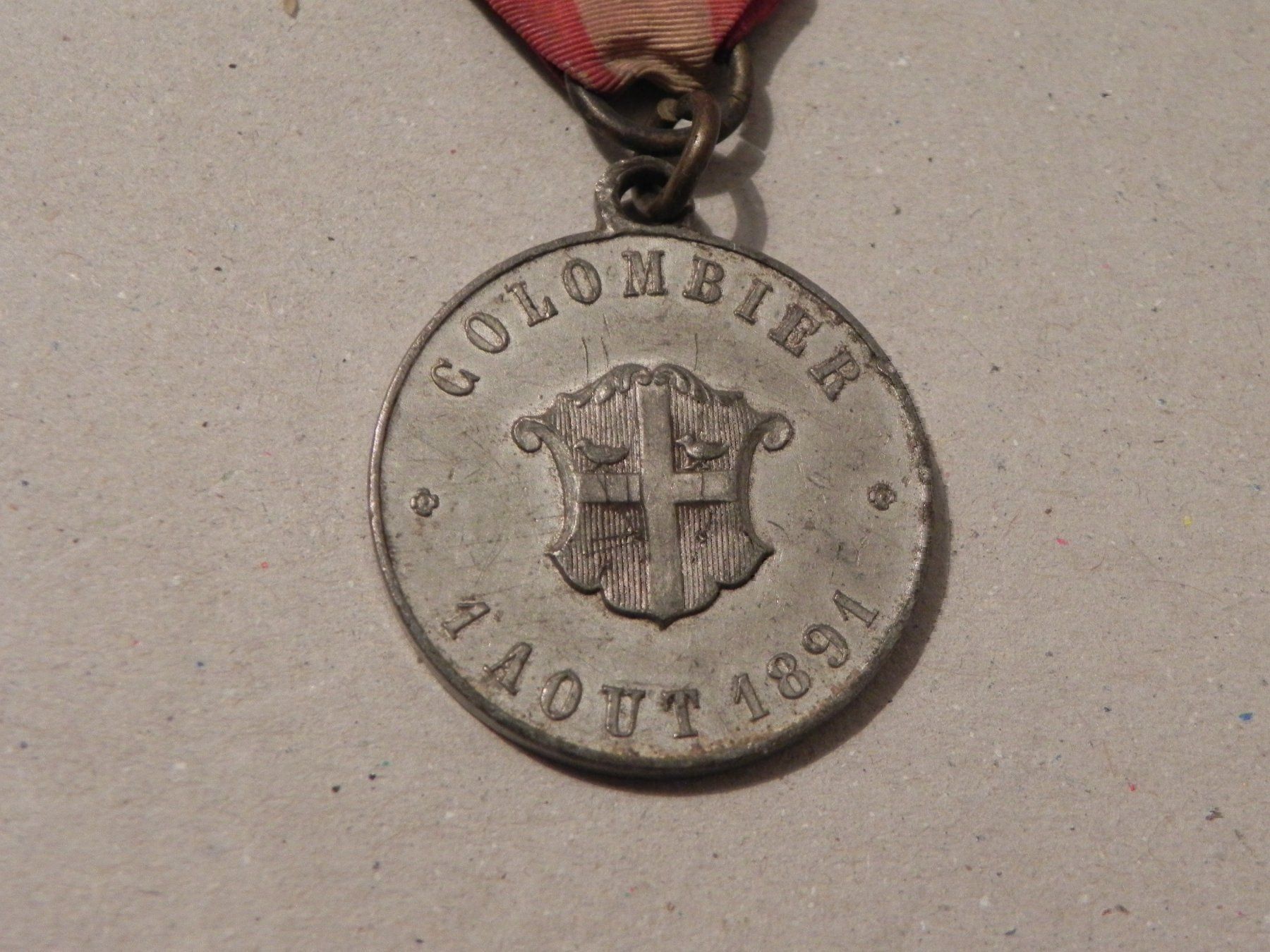Medaillen: 1. August Feier Medaille 1891 Colombier – Gebraucht aus Siebnen von krimsie 2