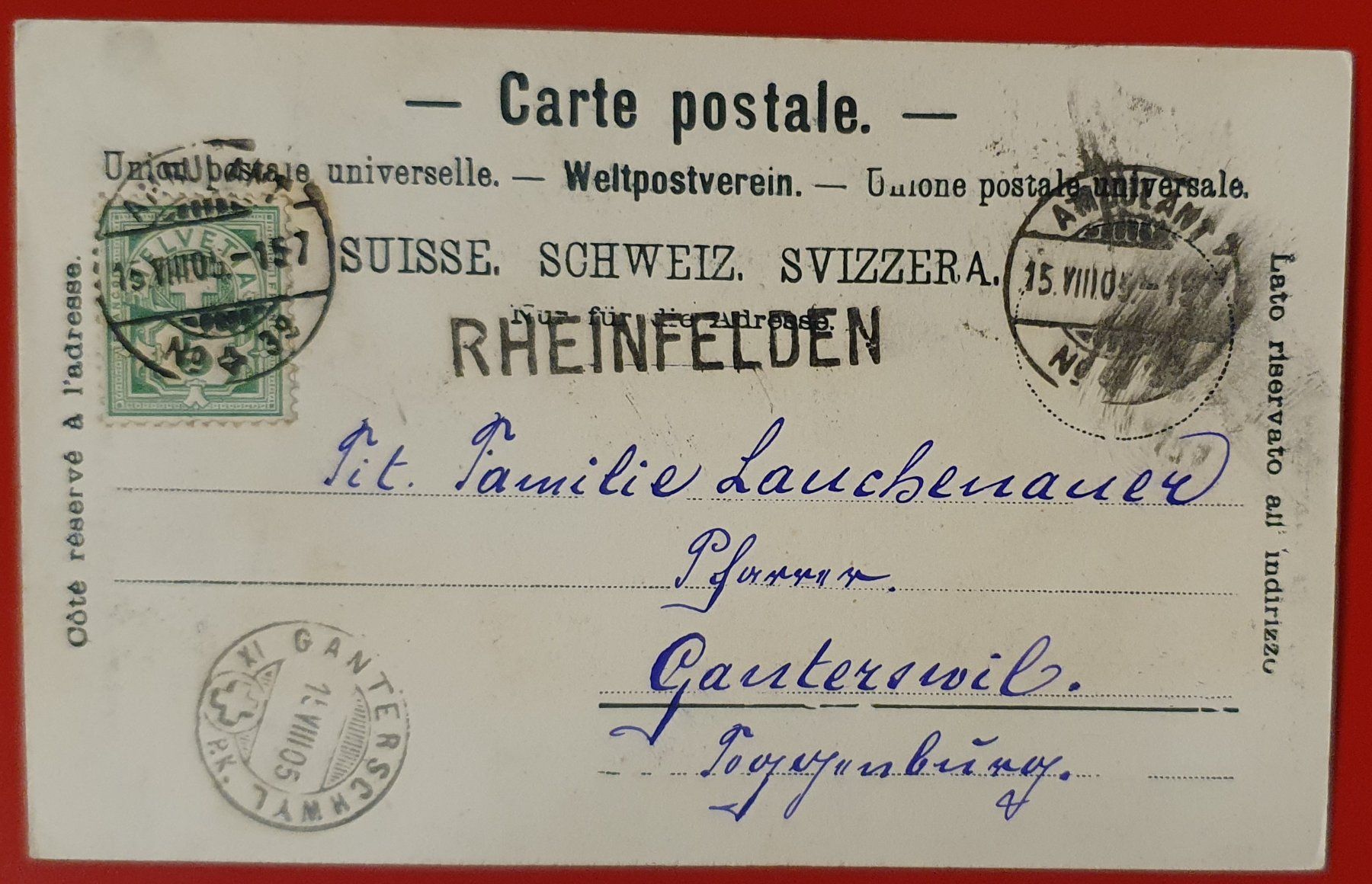 Cartoline postali: Gruss aus Rheinfelden 1905 – Usato da Kreuzlingen venduto da Rschweiz1 1