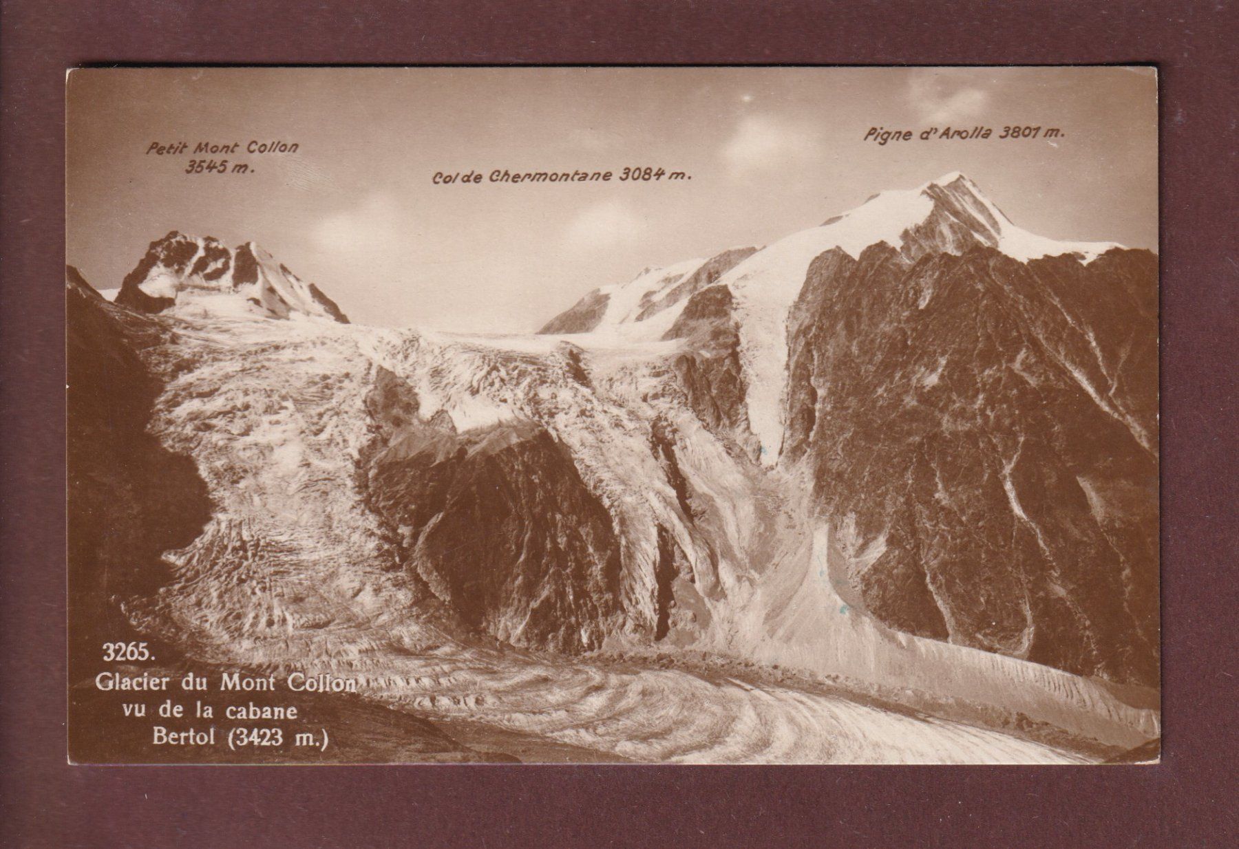 Ansichtskarten: Glacier du MONT COLLON vu de la Cabane Bertol – Gebraucht aus Pully von nicecards