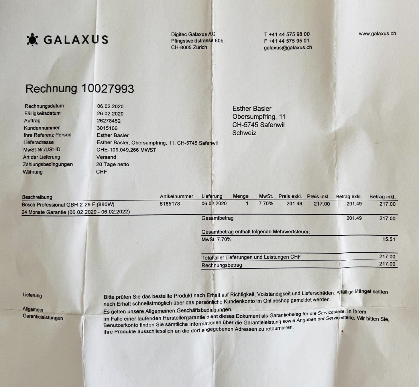 Bosch Trapani: Bohrhammer Bosch Professional GBH 2 - 28F – Usato da Holziken venduto da Wurzel540 5