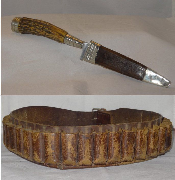 Lot De 2 Anciennes Cartouchières De Chasse En Cuir – Objet Vintage – Occasion