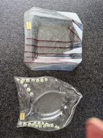 2 Glaschalen handmade mit Muster neuwertig