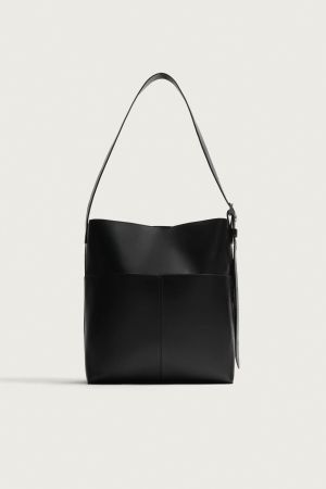 ZARA Bucket Tote Bag Messenger, schwarz