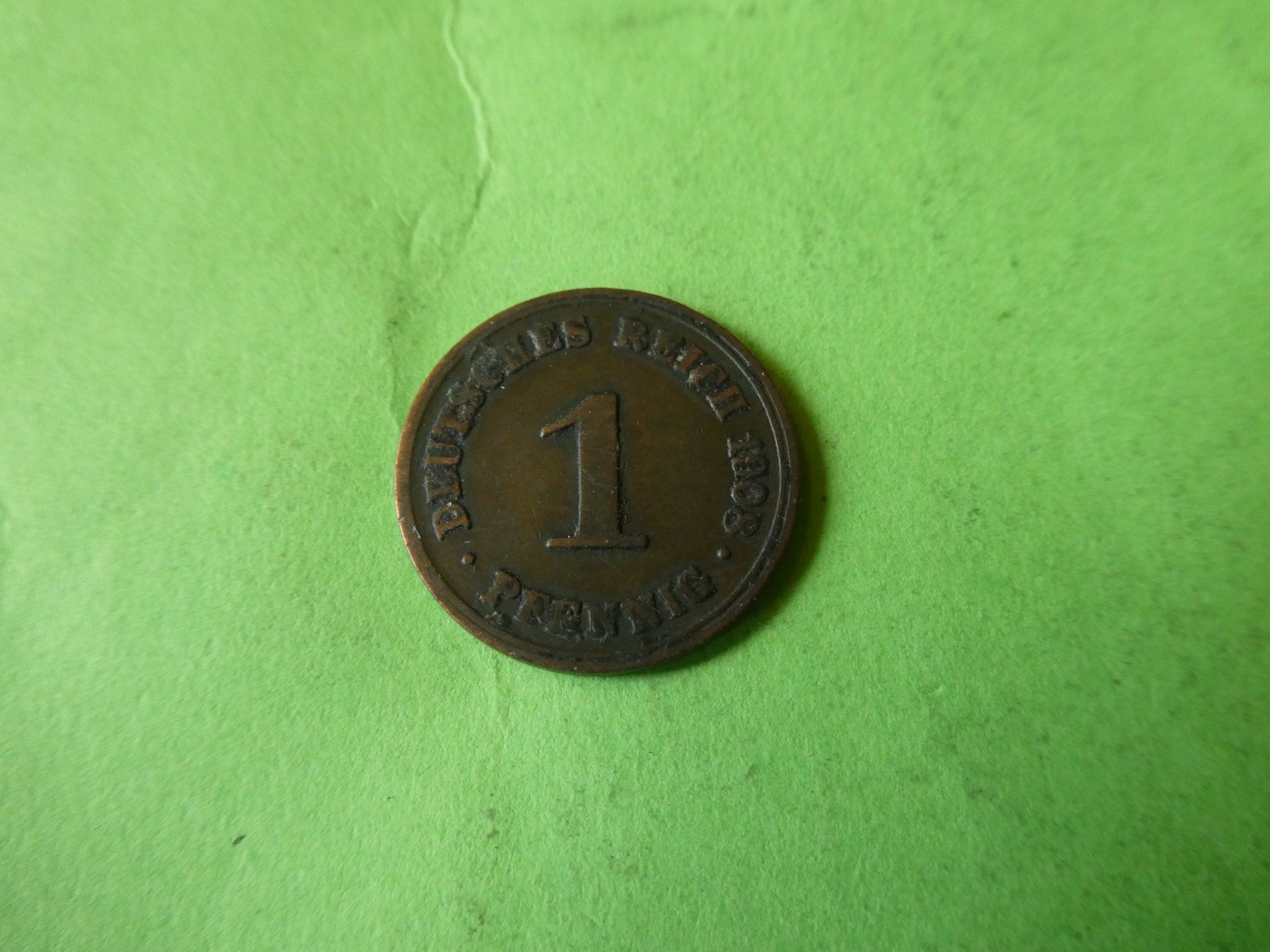 Alle Münzen: Dt. Reich 1908 D, 1 Pfennig – Gebraucht aus Hinterforst von Rohusri