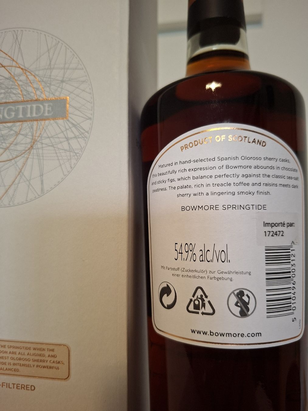 Bowmore Spiritueux: Bowmore Springtide Single Malt Scotch Whisky 54.9% – D'occasion à Kriens par Arthur73 2
