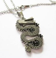 Chromstahl Anhänger Drachen mit Kette