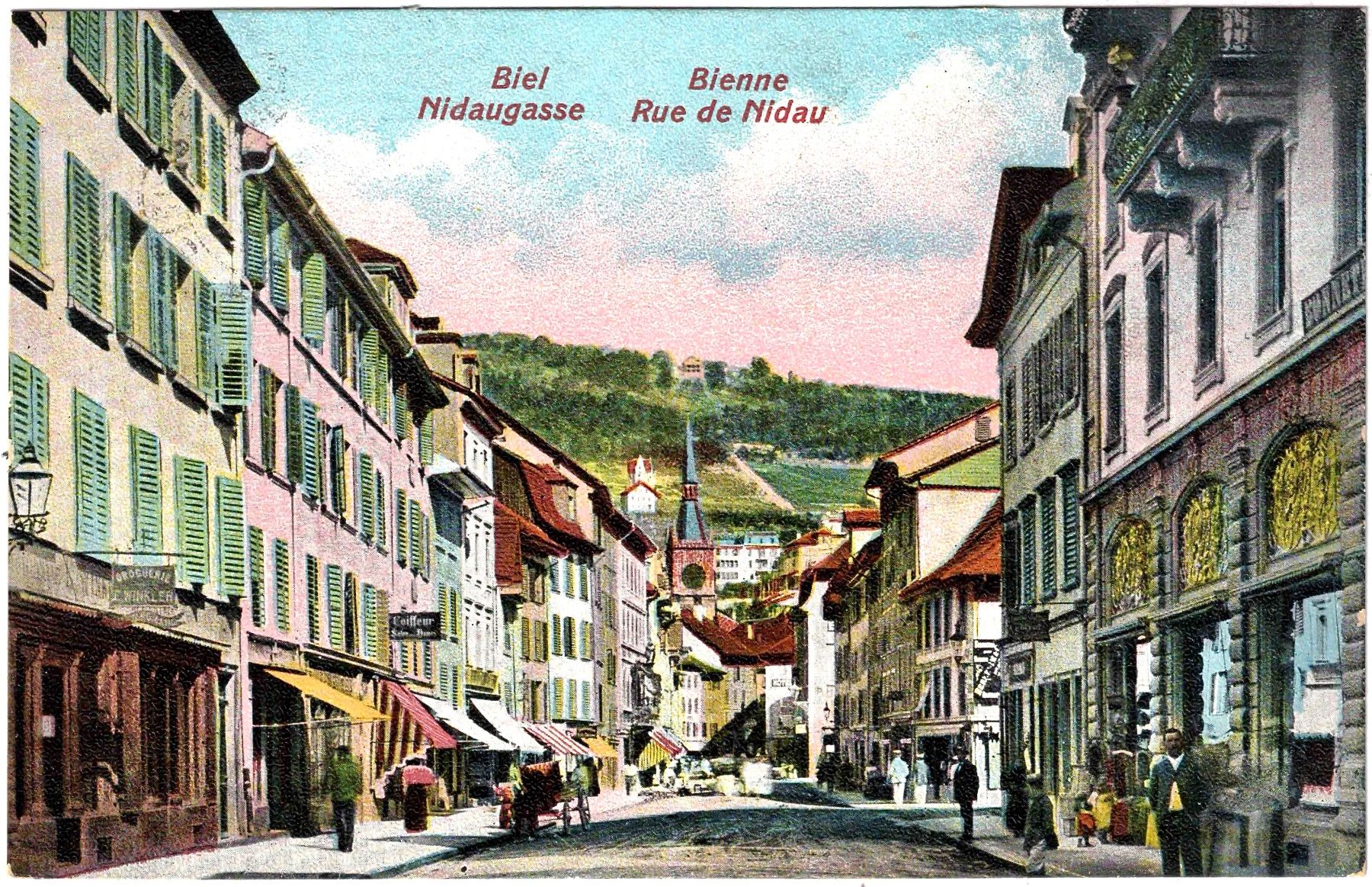 Cartoline postali: BIEL Nidaugasse ca. 1910 (BE) – Usato da Oberdorf BL venduto da Hopfehuepfer