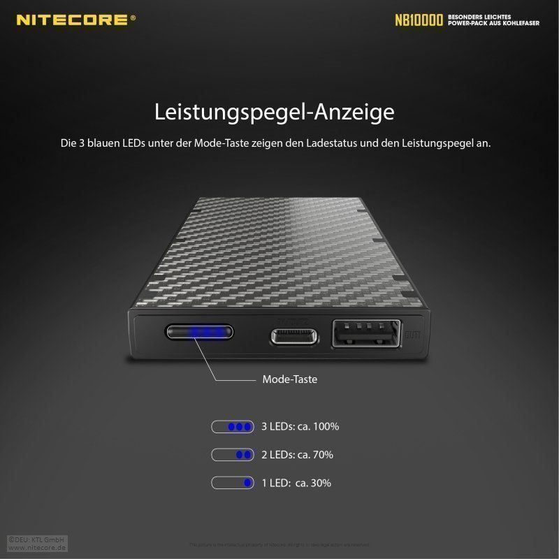 NiteCore Batterie: NITECORE Powerbank NB10000, superleicht – Nuovo e nell'imballaggio originale da Grüningen venduto da Prolumin 4