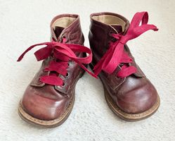 Antike Leder Kinderschuhe, Dunkelbraun
