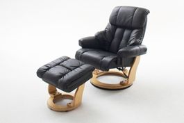 Relax Sessel CALGARY Leder schwarz natur