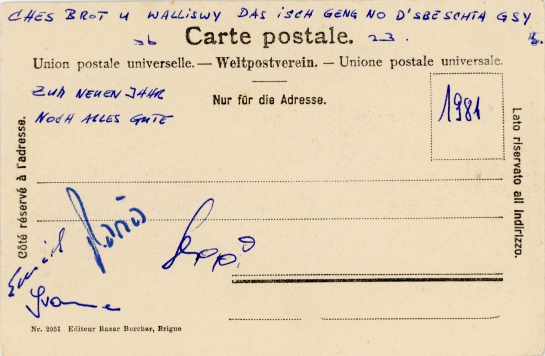 Cartoline postali: Fiesch   VS      ca. 1900 – Usato da Brig venduto da Valcards54 1