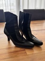 Prada Heeled Boots, Black Leather & Fabric, 38